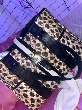 RARE VINTAGE L.A.M.B. By GWEN STEFANI Leopard Tote SATCHEL - Y2K Icon!